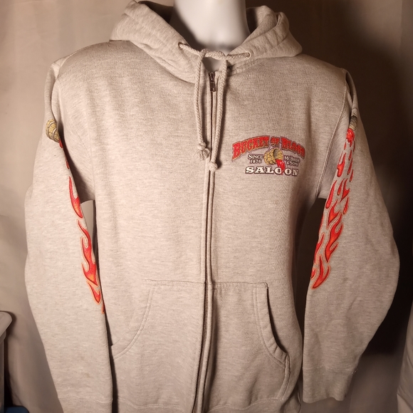 Hoodie Zip-up Fleece Jacket Light Gray - Picture 1 of 8